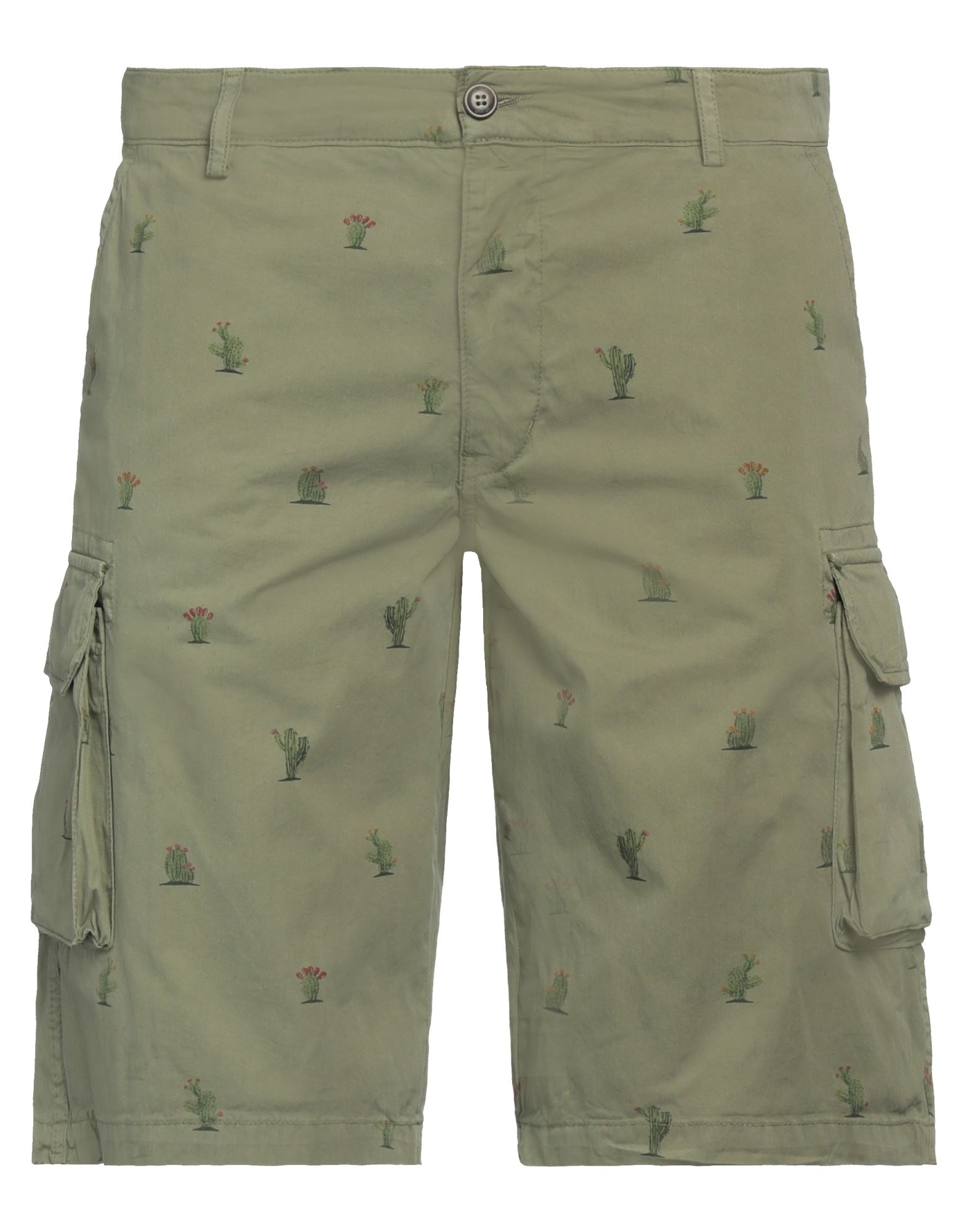40weft Man Shorts & Bermuda Shorts Military Green Size 38 Cotton