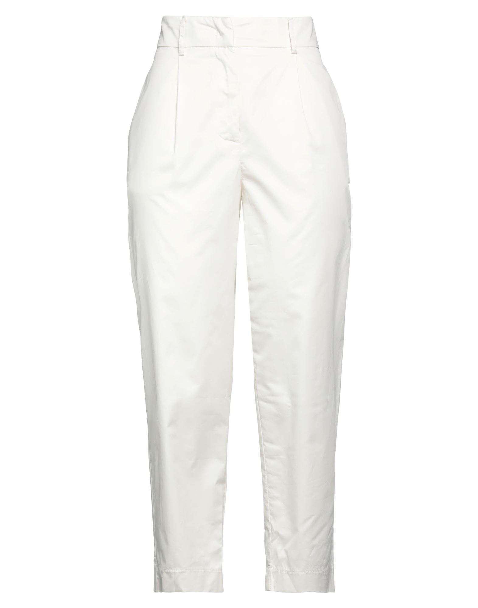 Shop Kaos Woman Pants Ivory Size 10 Cotton In White