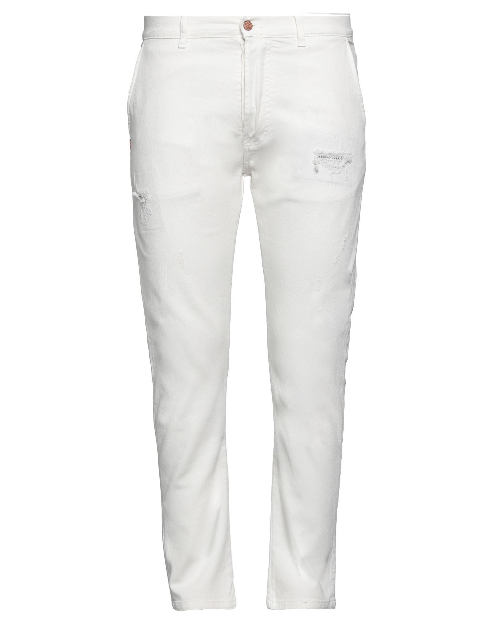 GREY DANIELE ALESSANDRINI GREY DANIELE ALESSANDRINI MAN JEANS WHITE SIZE 38 COTTON, ELASTANE