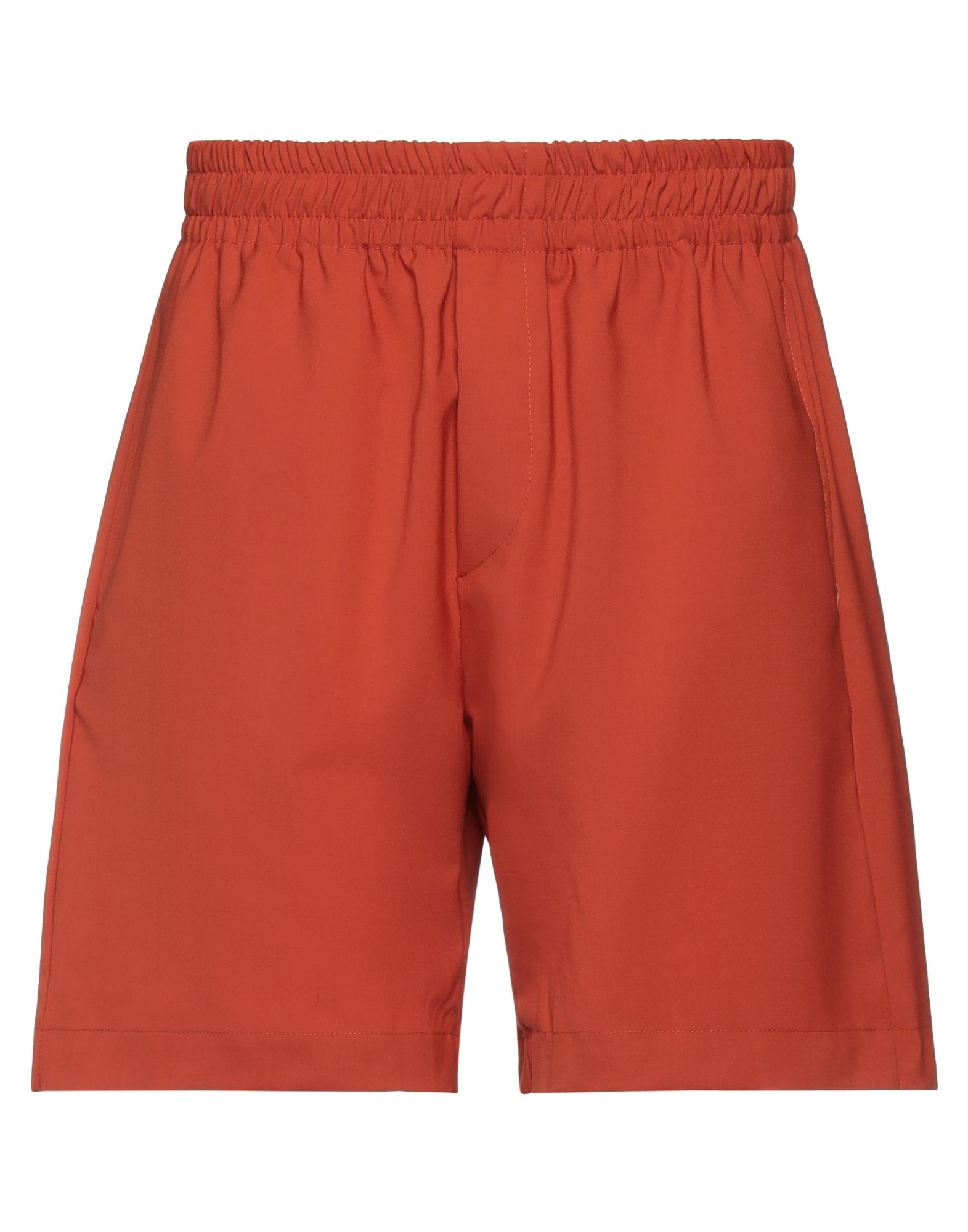 Yes London Man Shorts & Bermuda Shorts Rust Size L Virgin Wool, Polyester, Elastane In Red
