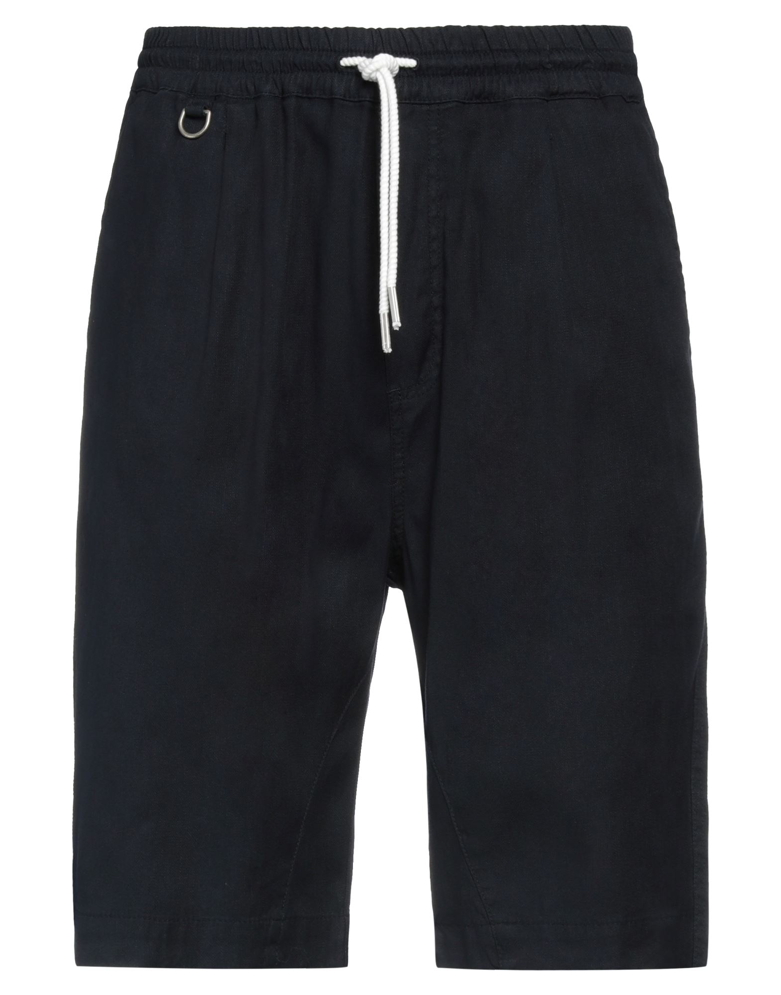 Paolo Pecora Man Shorts & Bermuda Shorts Midnight Blue Size 38 Linen, Cotton, Elastane