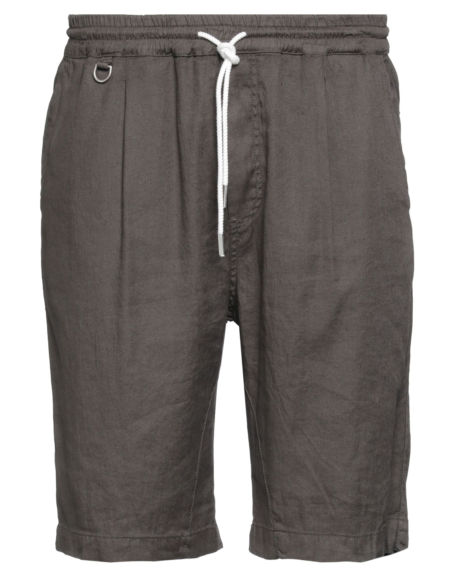 Paolo Pecora Man Shorts & Bermuda Shorts Dark Brown Size 38 Linen, Cotton, Elastane