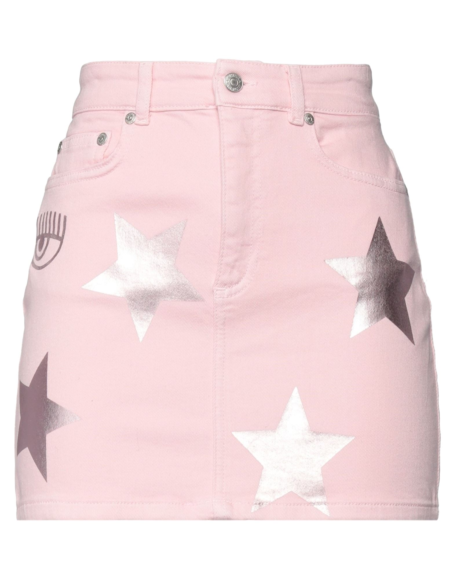 Chiara Ferragni Star-print Denim Skirt In Pink