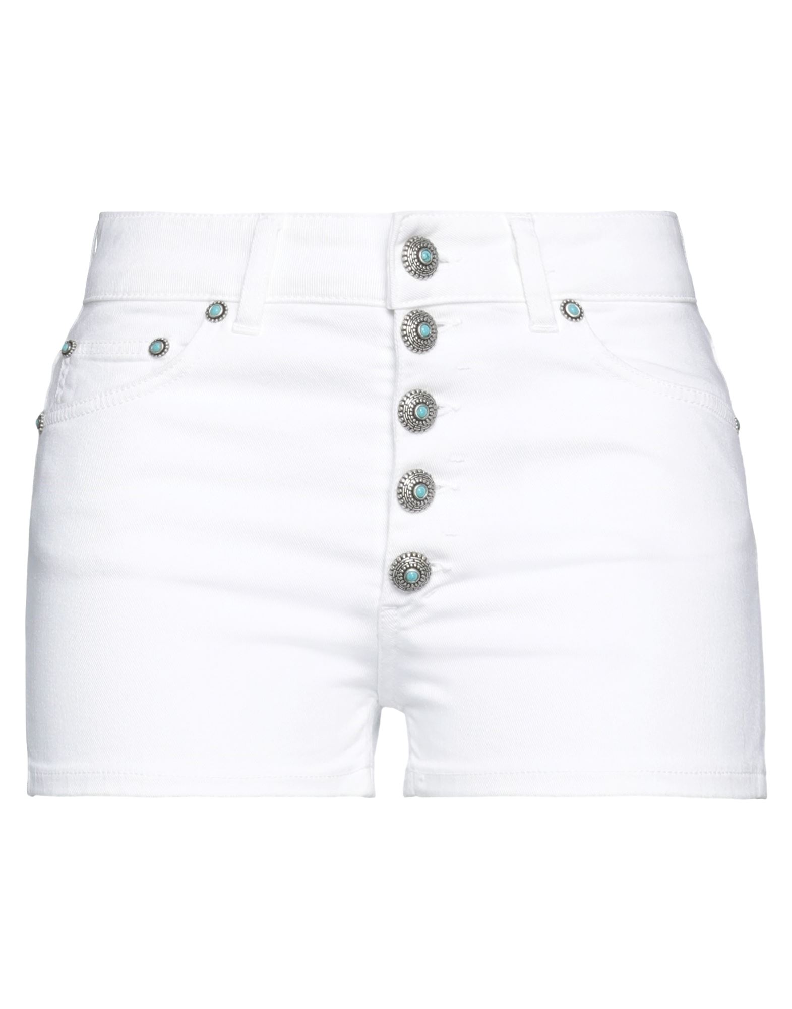 Shop Dondup Woman Denim Shorts White Size 27 Cotton, Elastomultiester, Elastane