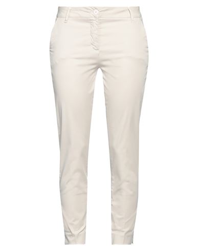 White Wise Woman Pants Beige Size 6 Polyester, Elastane