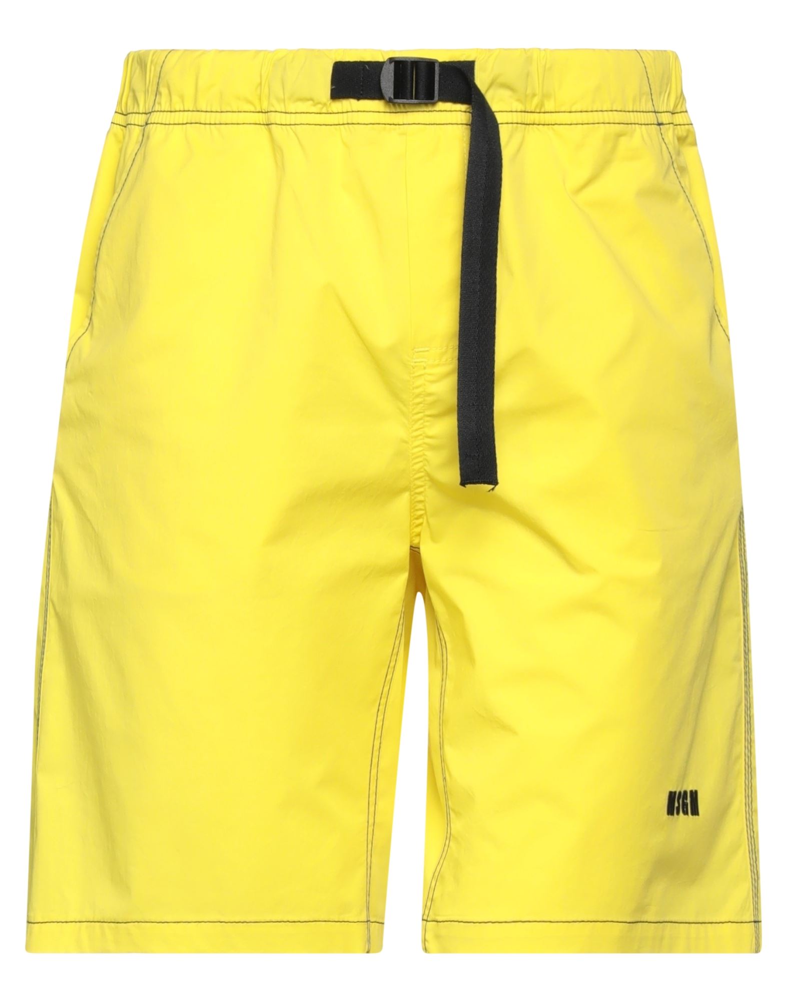 Shop Msgm Man Shorts & Bermuda Shorts Yellow Size 34 Cotton, Elastane