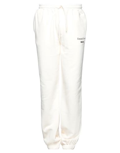 Msgm Man Pants Ivory Size Xl Organic Cotton In White