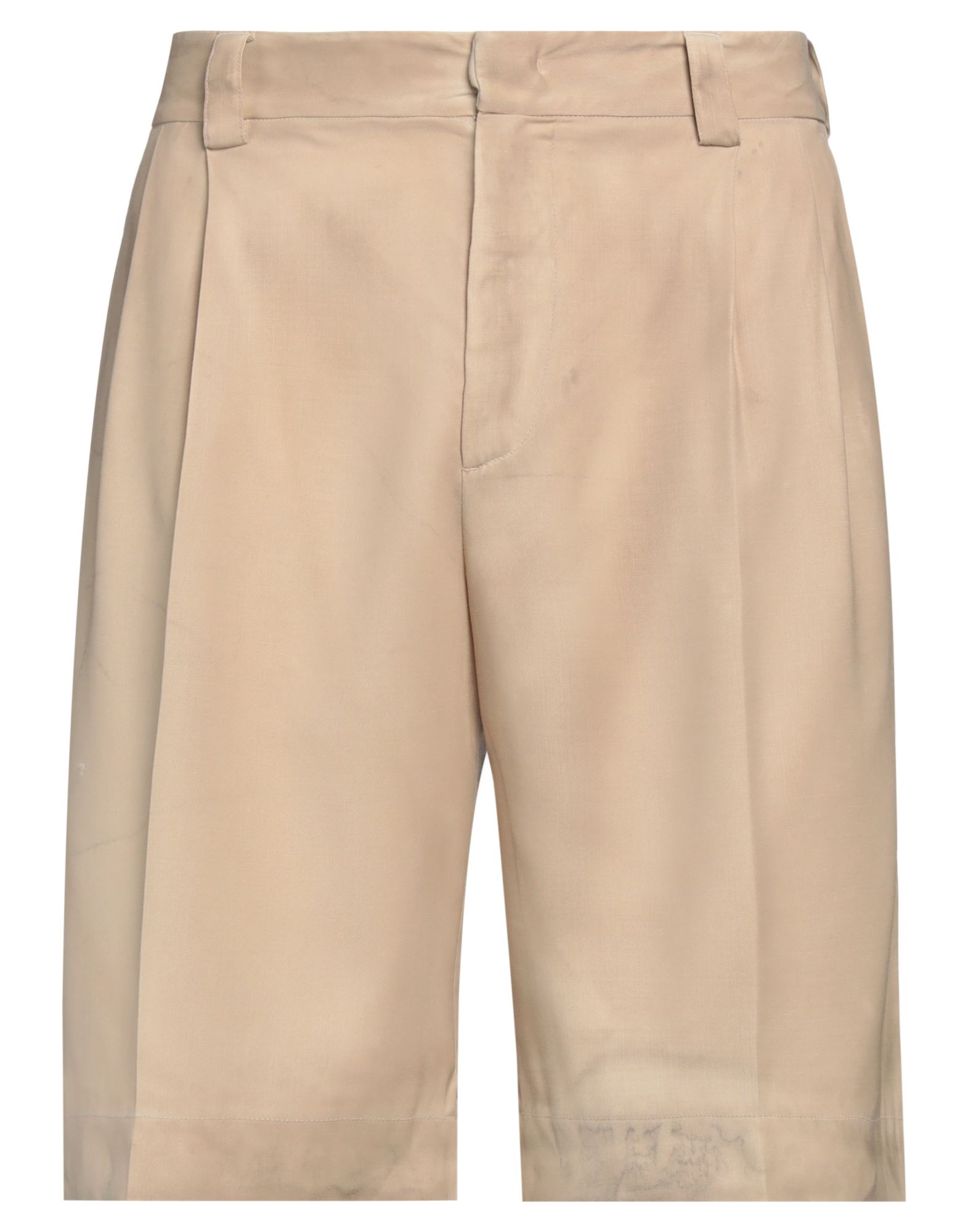 Msgm Man Shorts & Bermuda Shorts Sand Size 32 Virgin Wool, Elastane In Beige