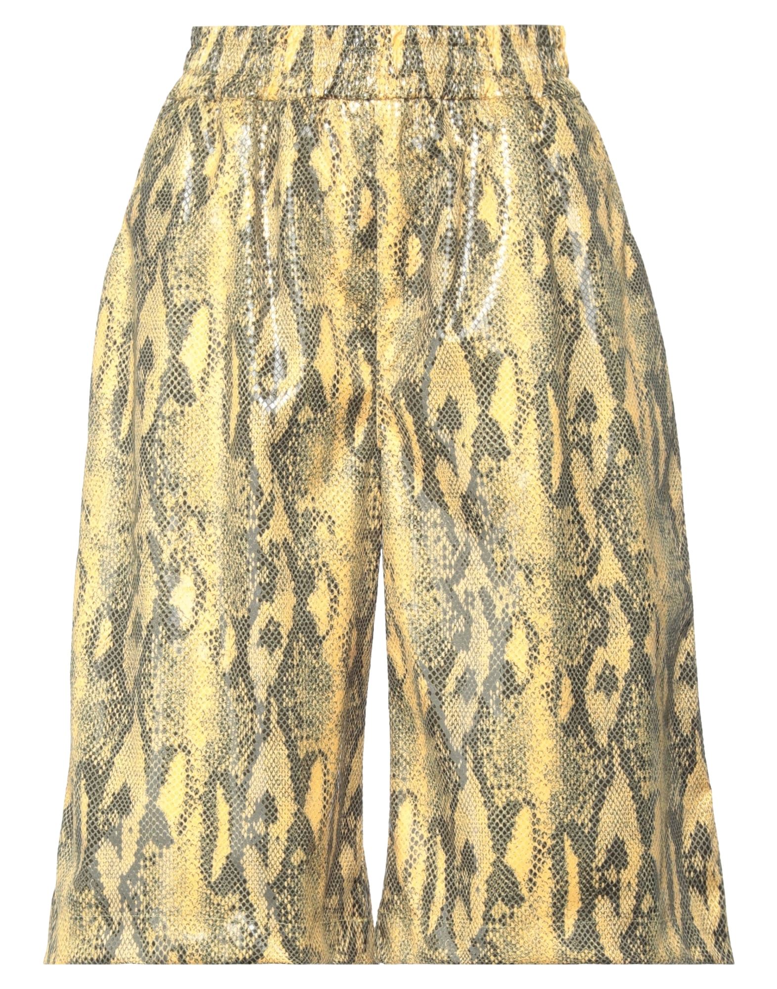 Msgm Cropped Pants In Yellow