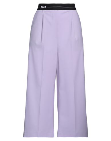 Msgm Woman Cropped Pants Lilac Size 2 Virgin Wool, Elastane In Purple