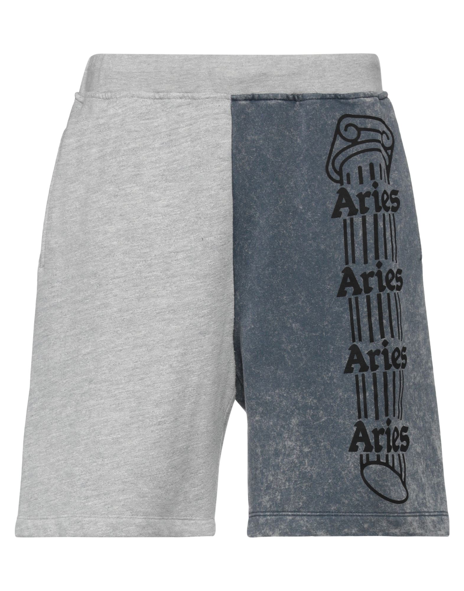 Aries Logo Print Colour-block Track Shorts In Grey