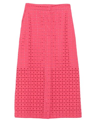 Msgm Woman Midi Skirt Coral Size 4 Cotton, Polyester In Red