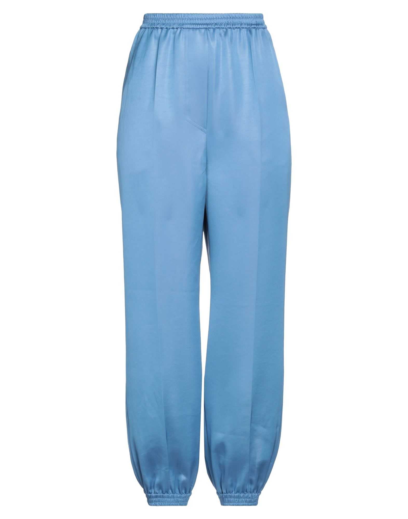 Nanushka Glossy Satin Tapered Pants In Blue