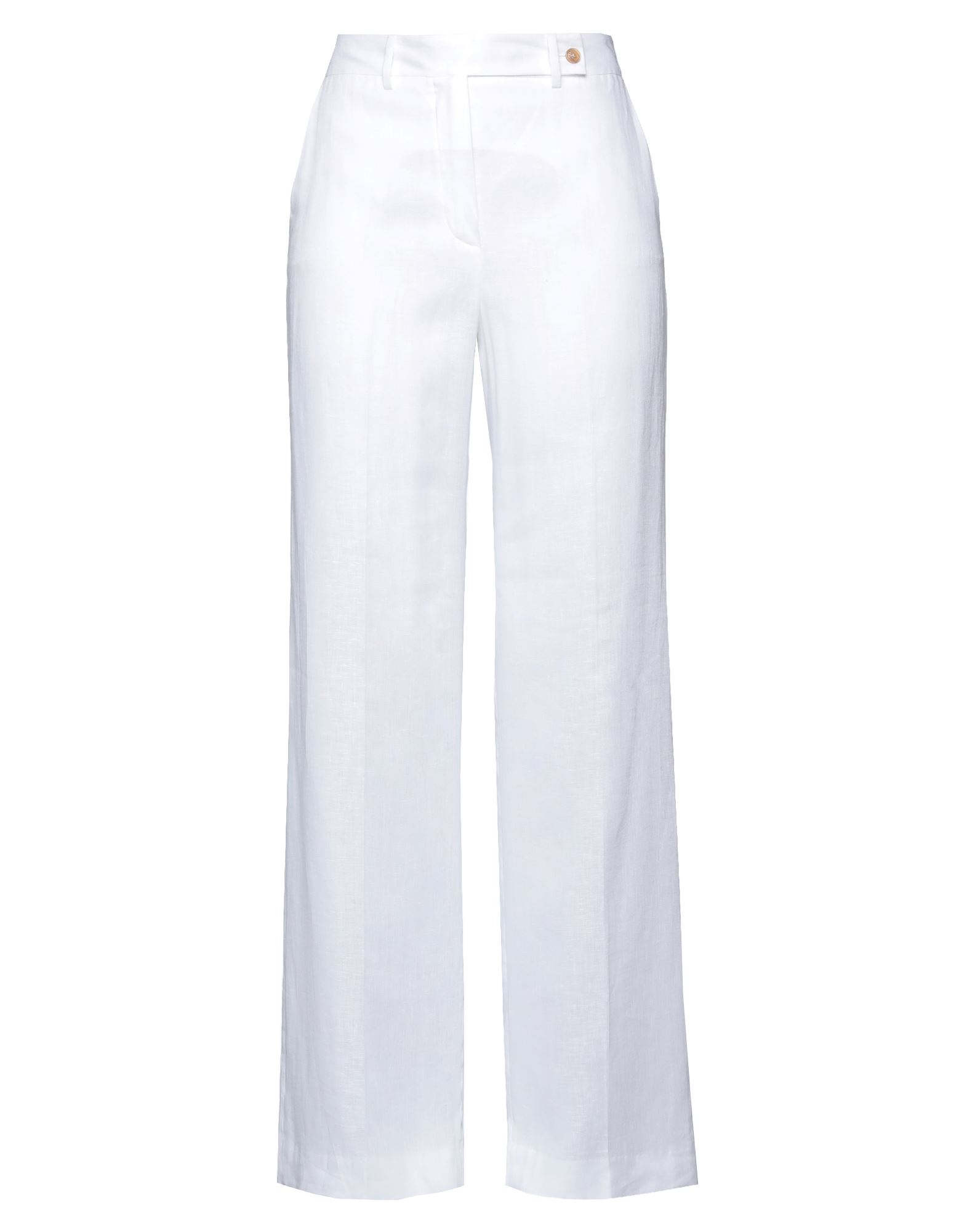 Shop Kiton Woman Pants White Size 6 Linen