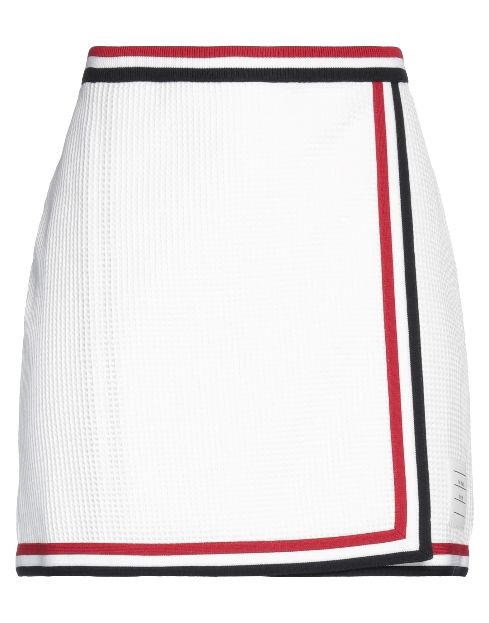 Thom Browne Wrap-effect Striped Waffle-knit Cotton Mini Skirt In White