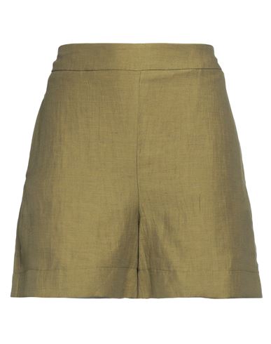 Alpha Studio Woman Shorts & Bermuda Shorts Military Green Size 8 Linen, Viscose, Polyamide