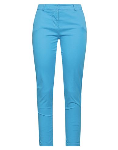 Kontatto Woman Pants Turquoise Size M Cotton, Elastane In Blue