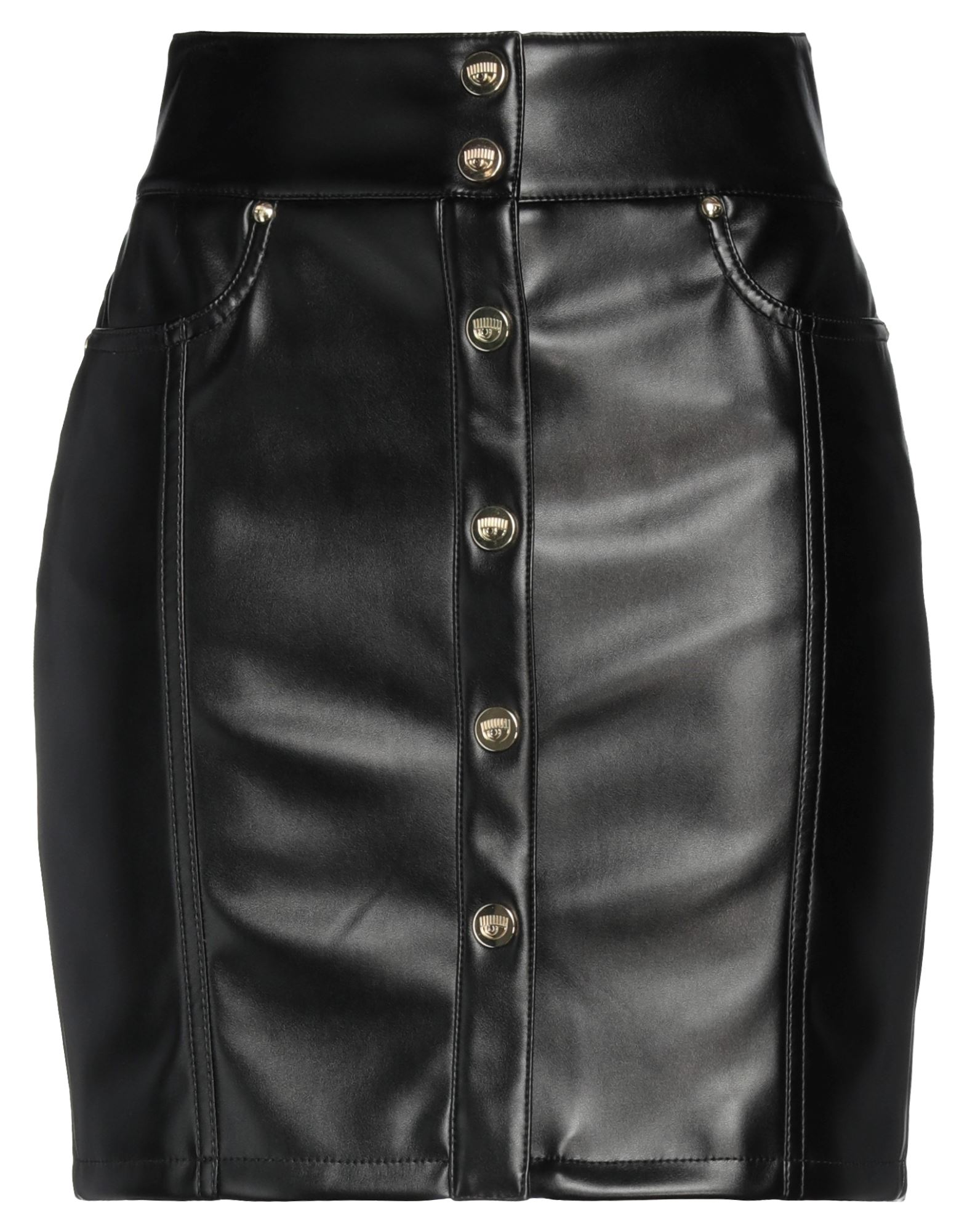 Shop Chiara Ferragni Woman Mini Skirt Black Size 8 Polyester, Polyurethane Resin