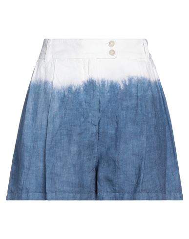 120% Lino Woman Shorts & Bermuda Shorts Slate Blue Size 8 Linen