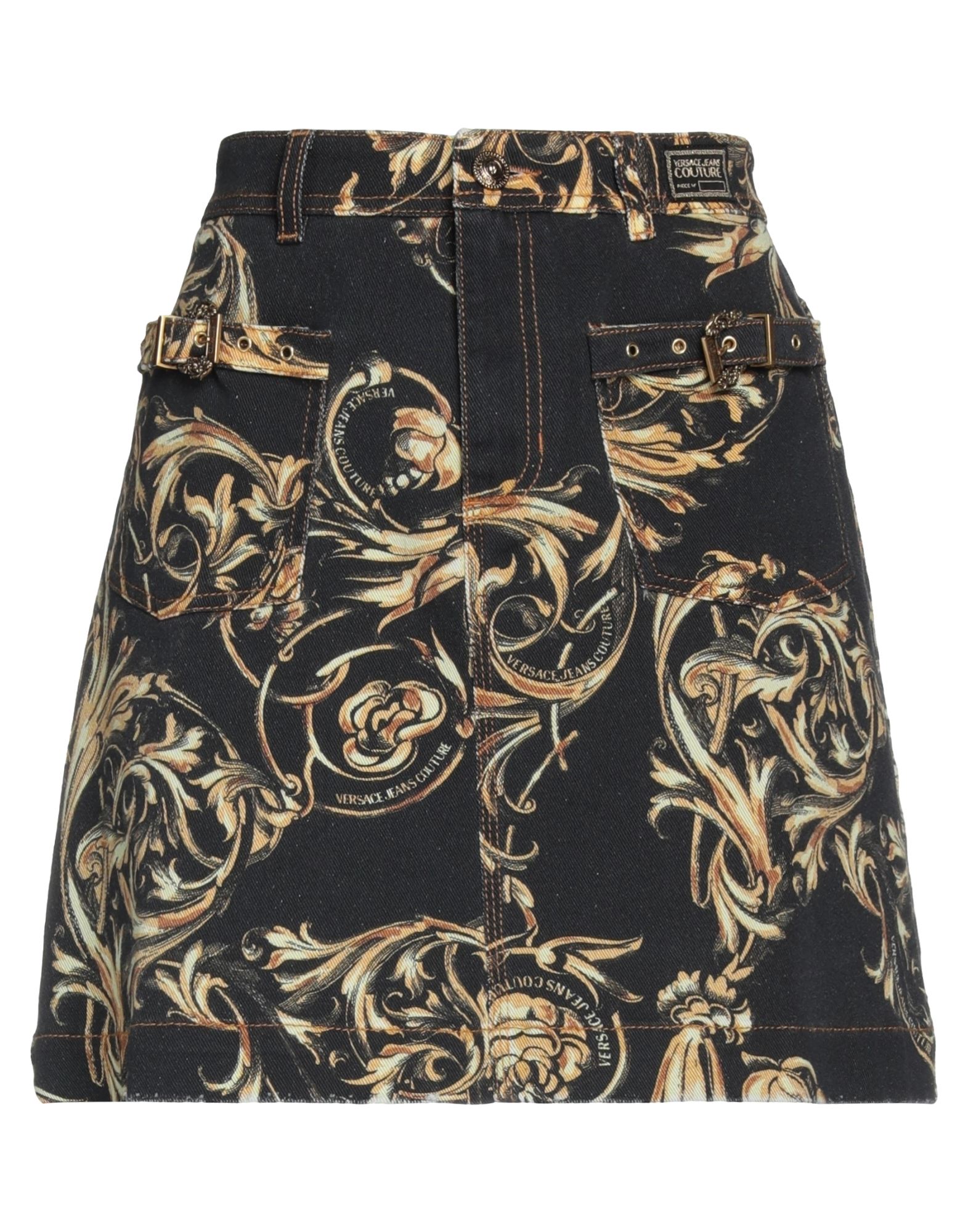 Versace Jeans Couture Denim Skirts In Black