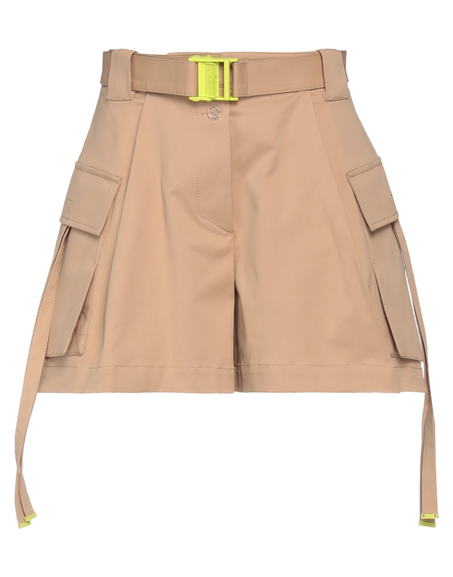 Shop Off-white Woman Shorts & Bermuda Shorts Camel Size 8 Cotton, Elastane In Beige