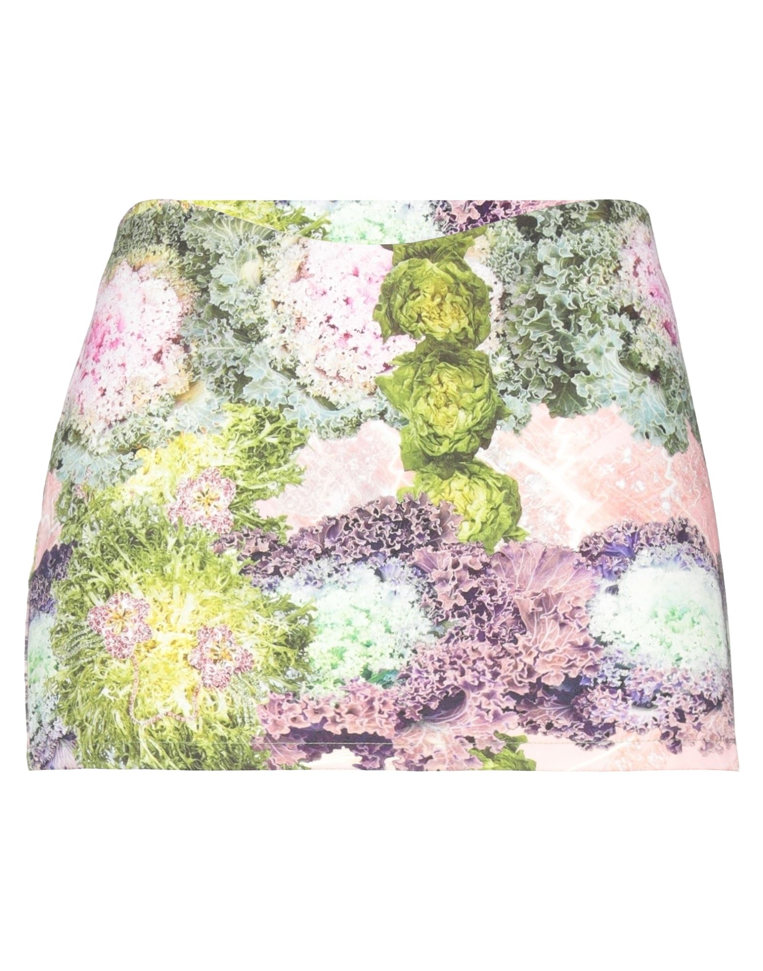 Collina Strada Wave Floral Print Cotton Mini Skirt In Green