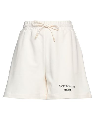 Msgm Woman Shorts & Bermuda Shorts Cream Size S Organic Cotton In White