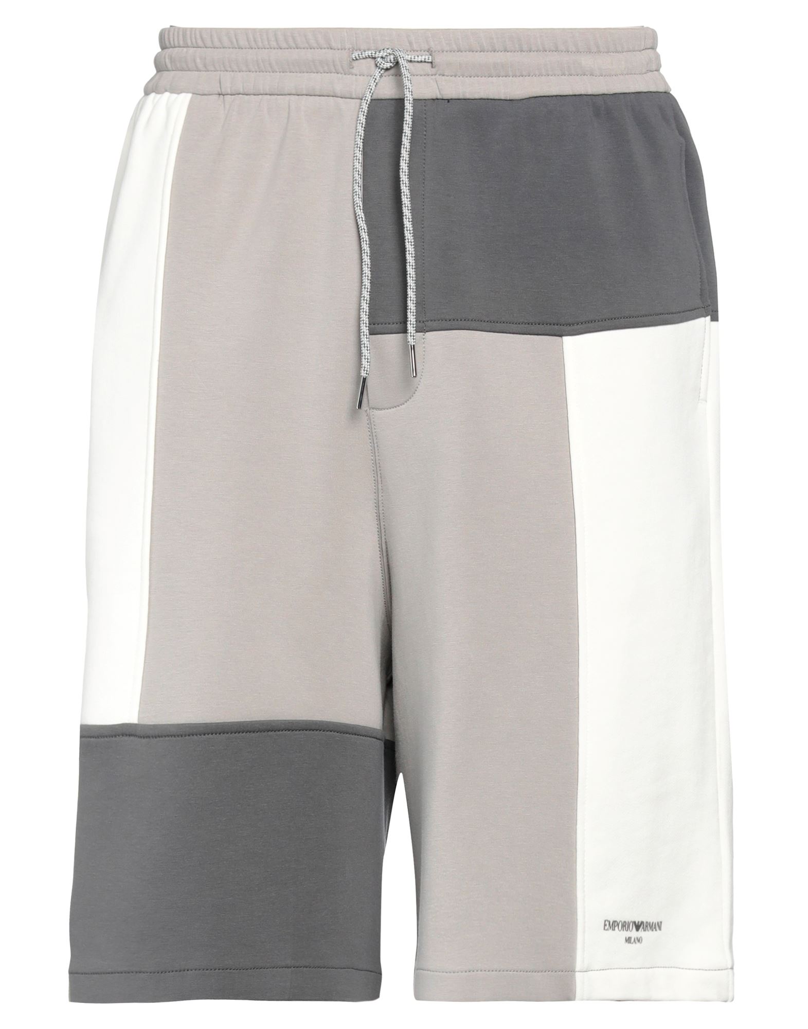 Emporio Armani Man Shorts & Bermuda Shorts Dove Grey Size M Cotton, Polyester, Elastane