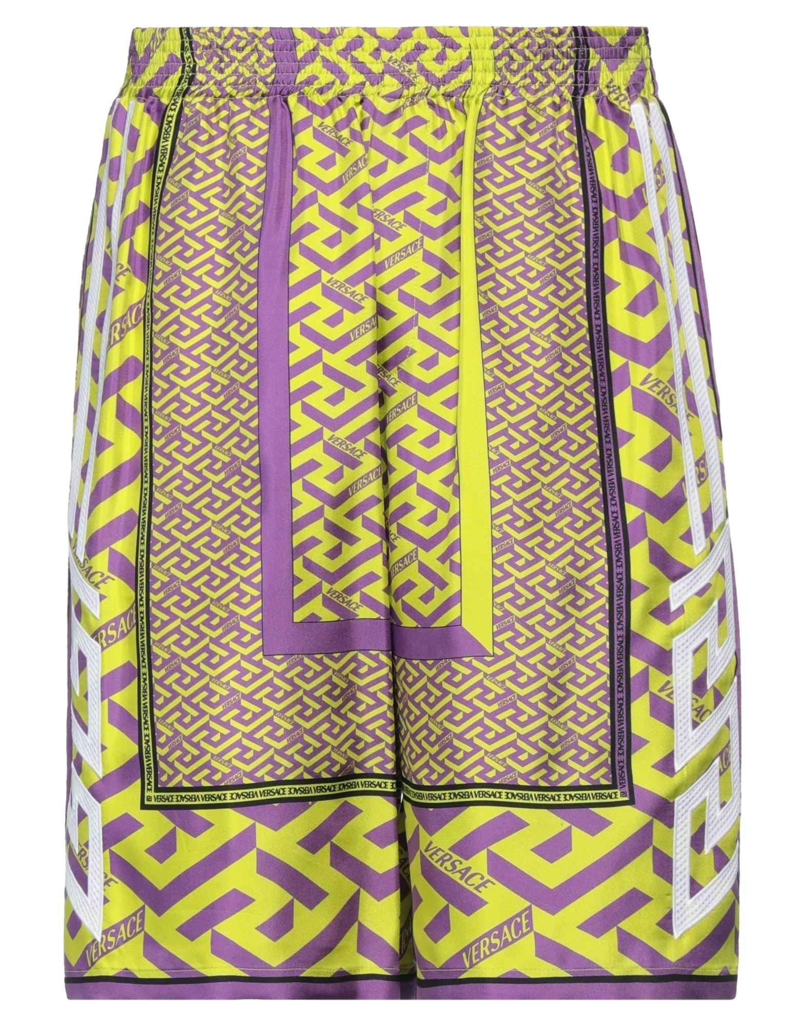 Shop Versace Man Shorts & Bermuda Shorts Purple Size 36 Silk, Polyester, Polyamide, Elastane