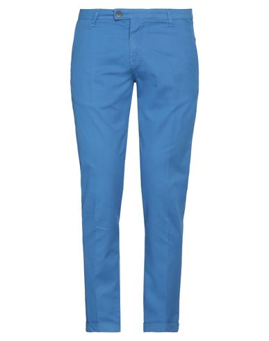 Premium Man Pants Bright Blue Size 36 Linen, Cotton, Elastane