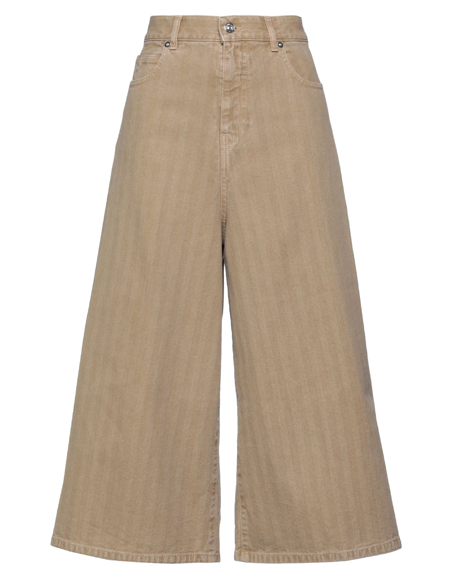 Nine:inthe:morning Nine In The Morning Woman Denim Cropped Camel Size 25 Cotton, Elastane In Beige