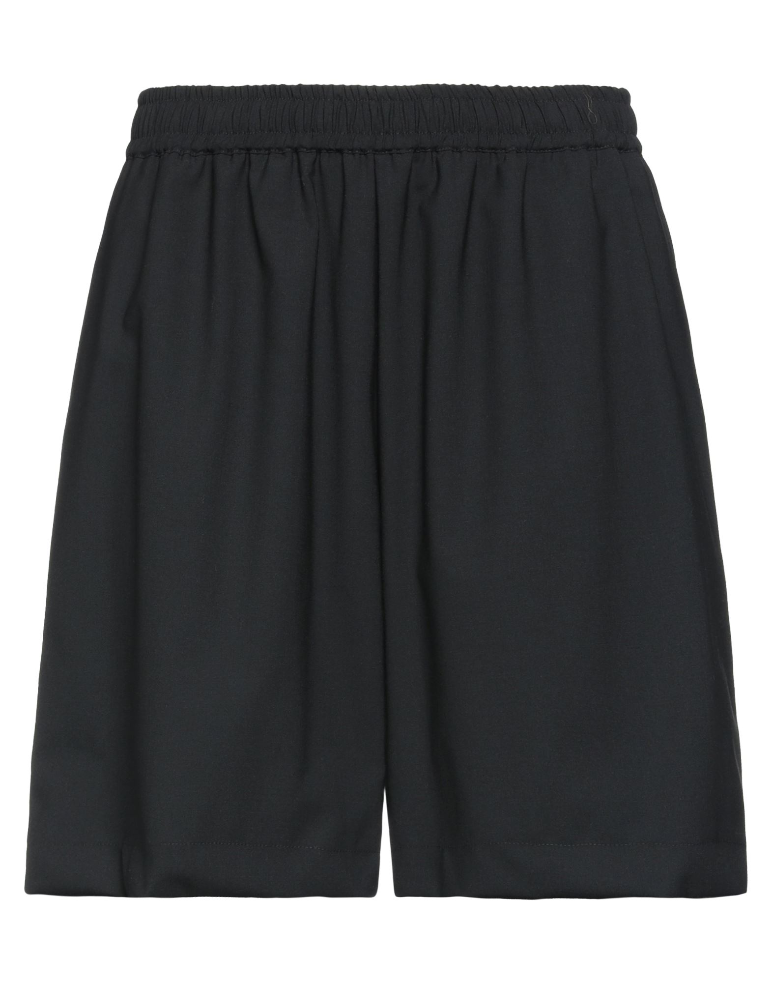 Bonsai Basket Fit Short Elastic Waistband Black Wool Bermuda Shorts - Basket Shorts
