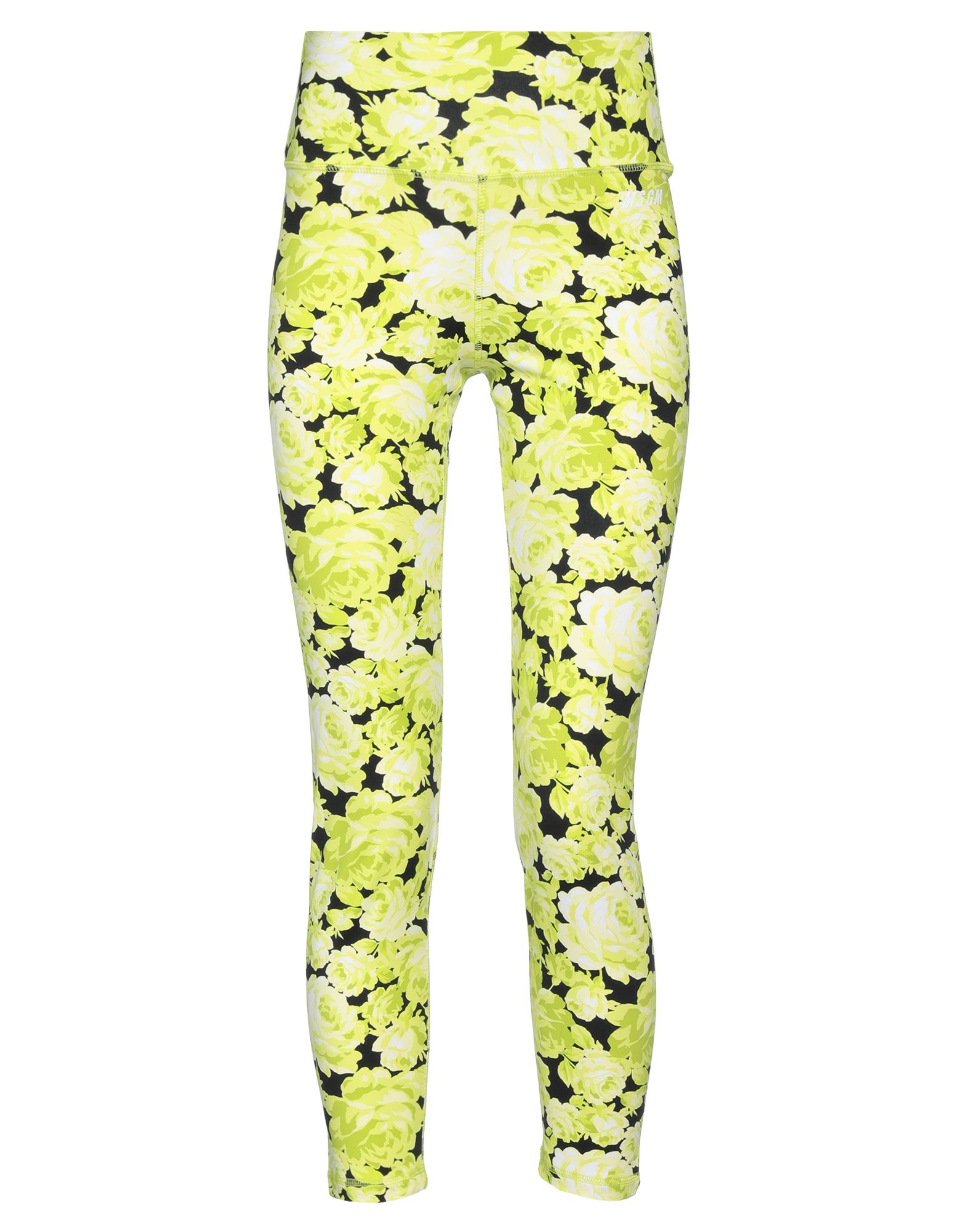 Msgm High-waist Floral Leggings In Green