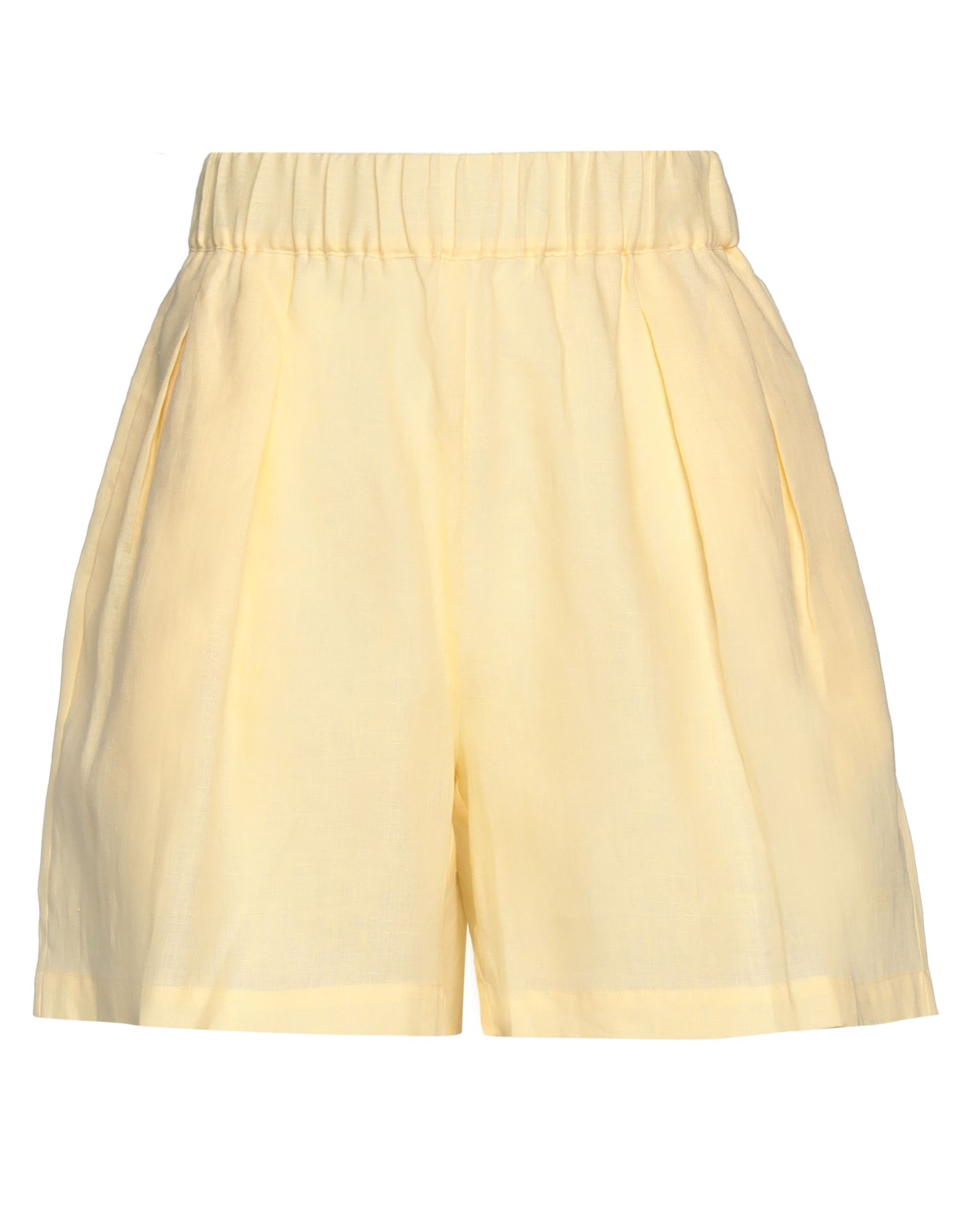 Shop Asceno Woman Shorts & Bermuda Shorts Light Yellow Size Xs Organic Linen