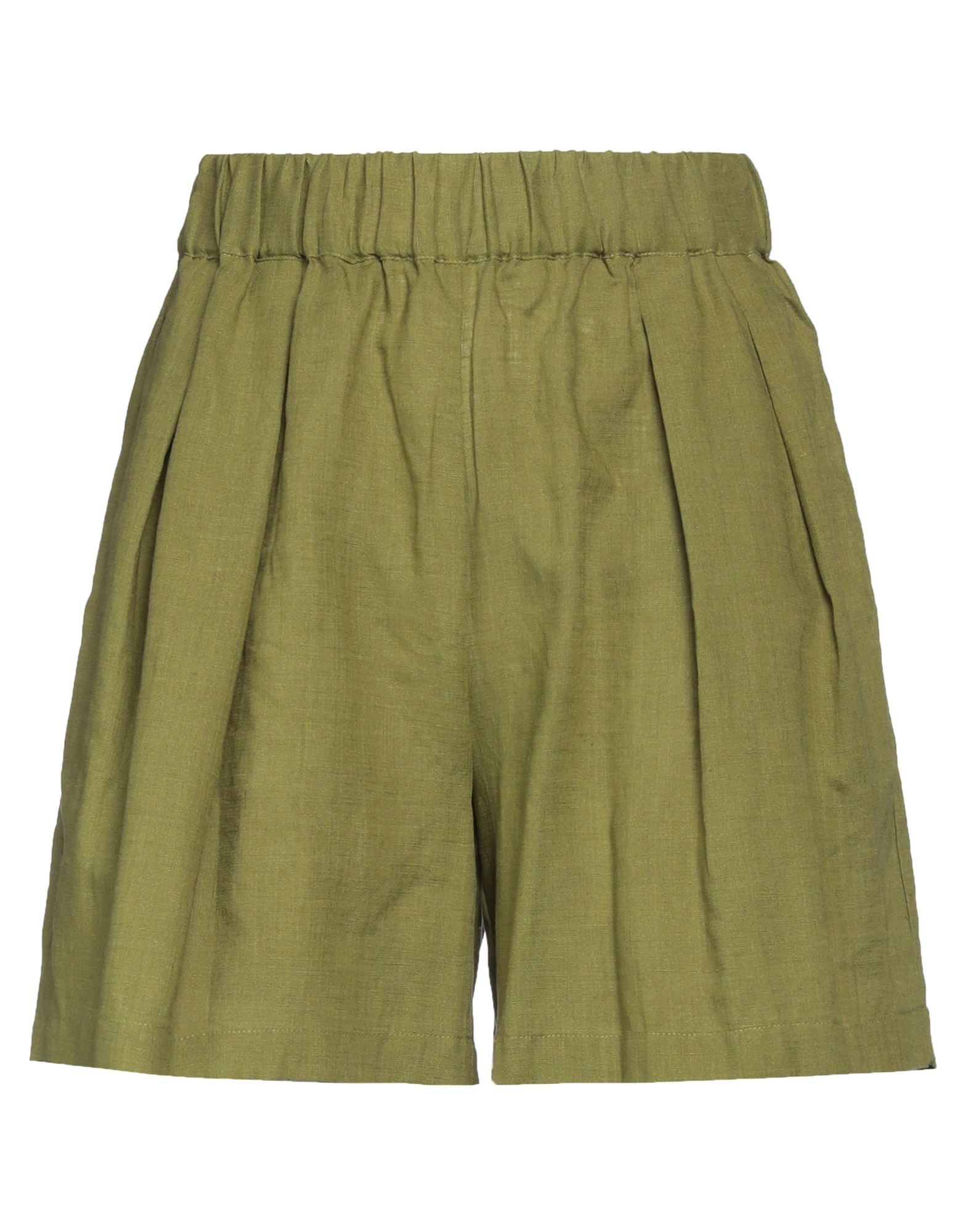 Asceno Woman Shorts & Bermuda Shorts Military Green Size M Organic Linen