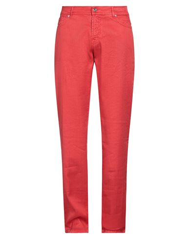 Tincati Man Jeans Red Size 36 Linen, Cotton, Elastane