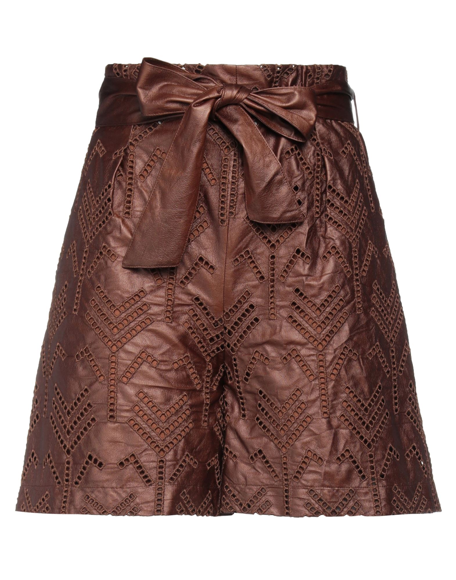D-exterior D. Exterior Woman Shorts & Bermuda Shorts Dark Brown Size 6 Polyester, Polyurethane