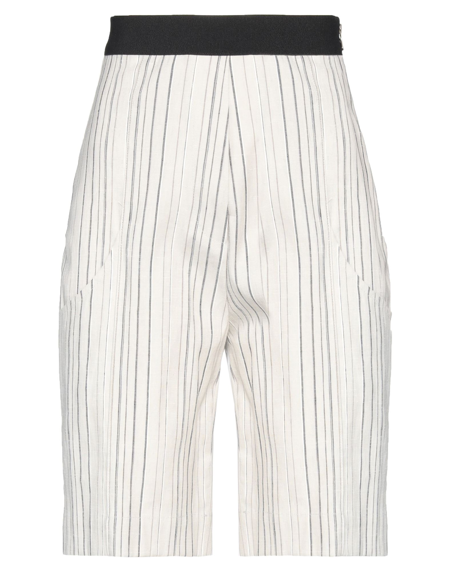 Erika Cavallini Woman Shorts & Bermuda Shorts Light Grey Size 6 Linen, Viscose, Elastane