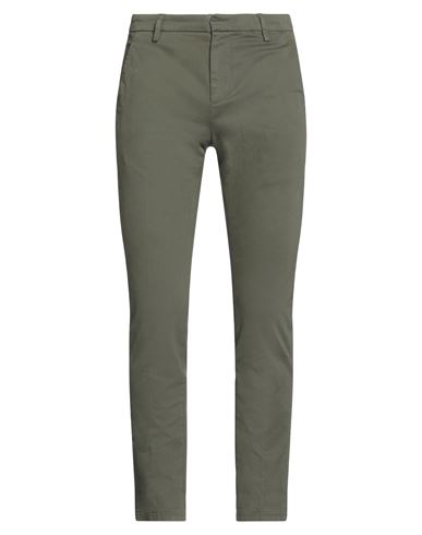 Shop Dondup Man Pants Military Green Size 34 Cotton, Elastane