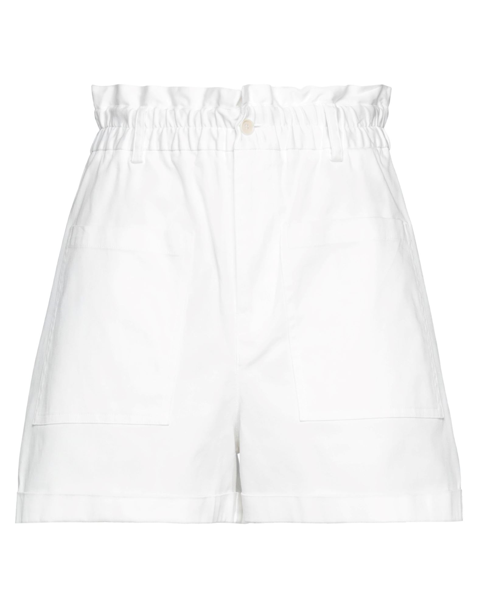 Manuel Ritz Woman Shorts & Bermuda Shorts Ivory Size 4 Cotton, Elastane In White