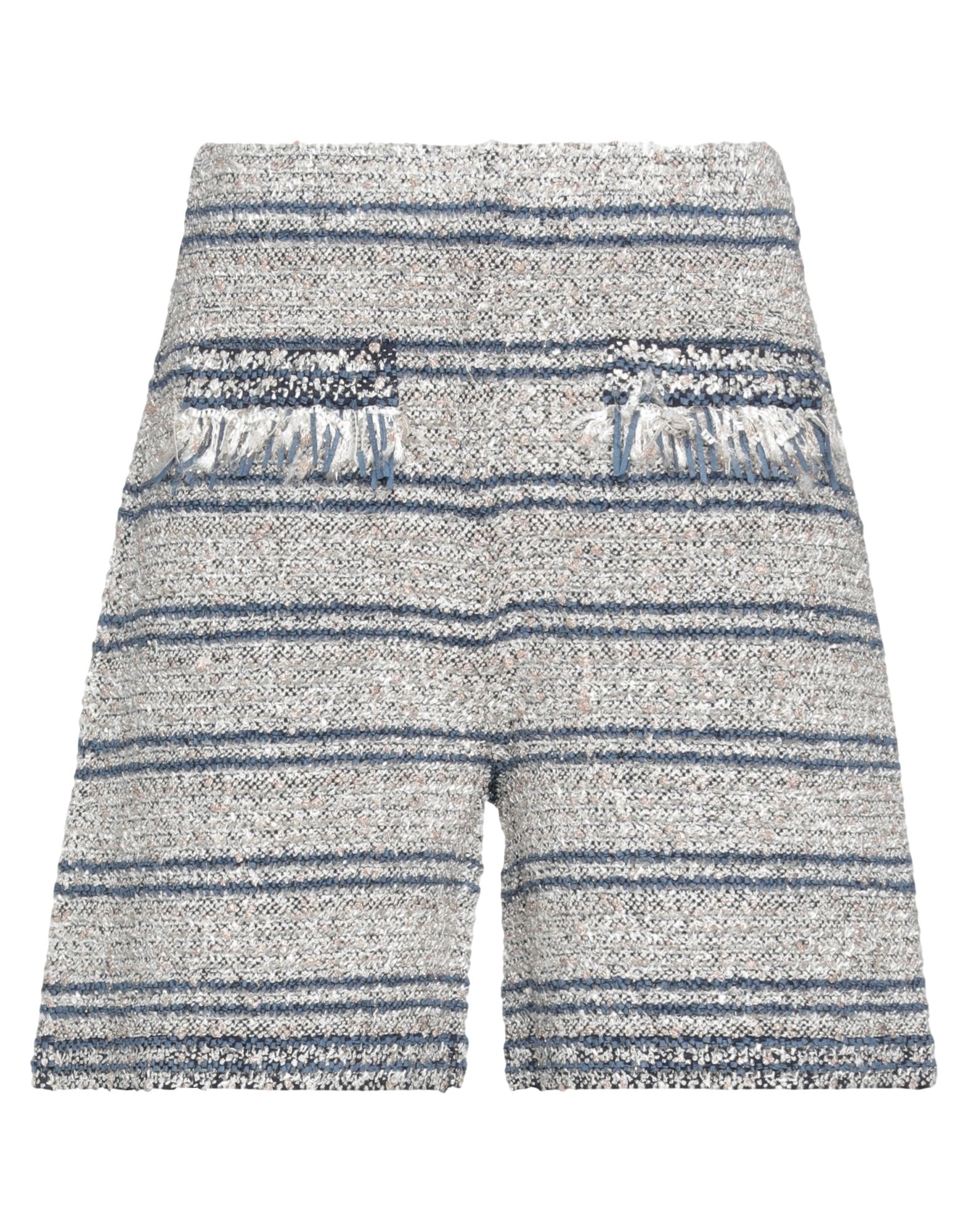 D-exterior D. Exterior Woman Shorts & Bermuda Shorts Slate Blue Size S Viscose, Polyamide, Polyester, Metallic