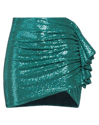 Cinqrue Woman Mini Skirt Emerald Green Size L Nylon, Metallic Fiber, Elastane