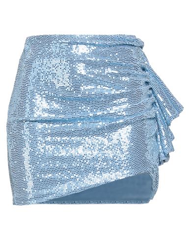 Cinqrue Woman Mini Skirt Light Blue Size L Nylon, Metallic Fiber, Elastane