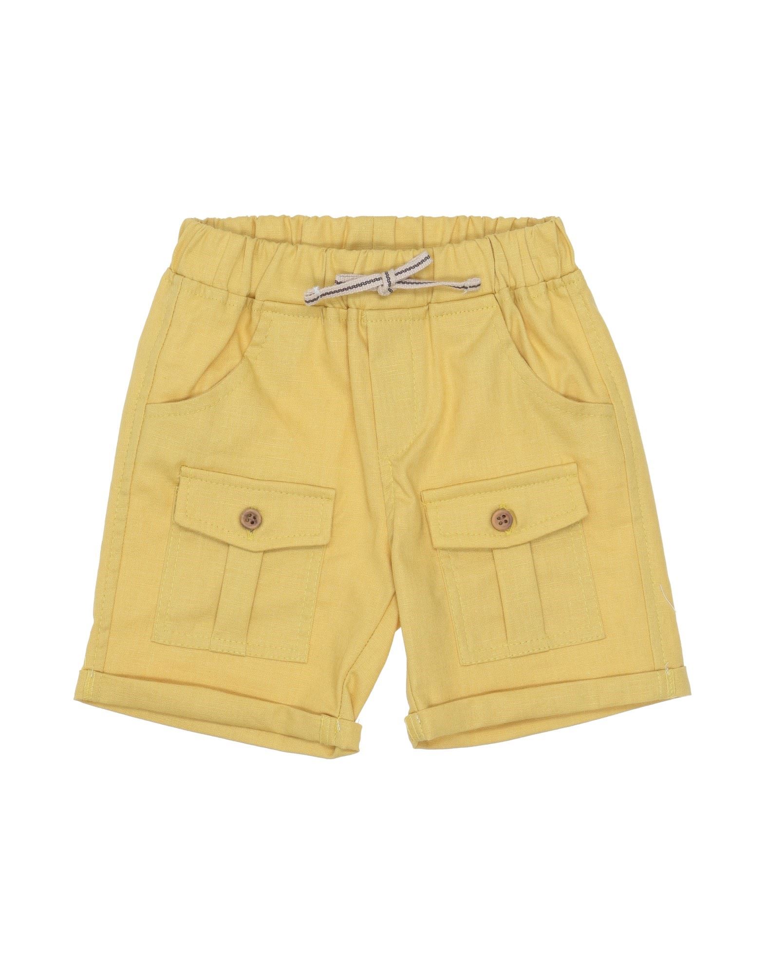 Aletta Kids'  Newborn Girl Shorts & Bermuda Shorts Ocher Size 3 Linen, Cotton, Elastane In Yellow