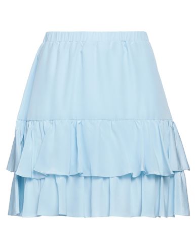 Federica Tosi Woman Mini Skirt Sky Blue Size 6 Silk