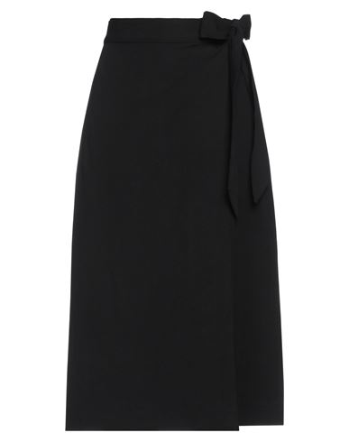 Ottod'ame Woman Midi Skirt Black Size 6 Tencel, Linen, Elastane