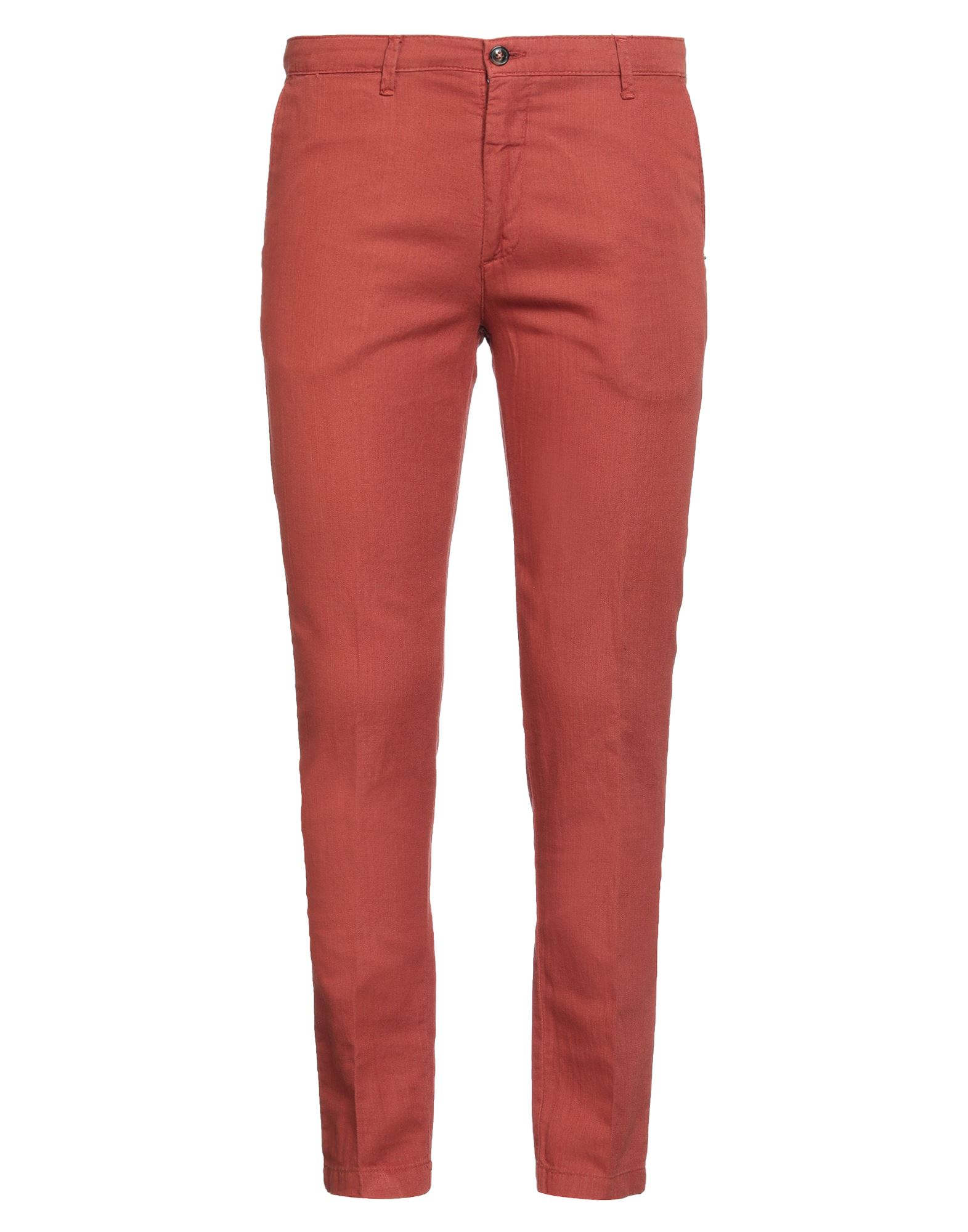 Les Copains Man Pants Rust Size 36 Cotton, Elastane In Red