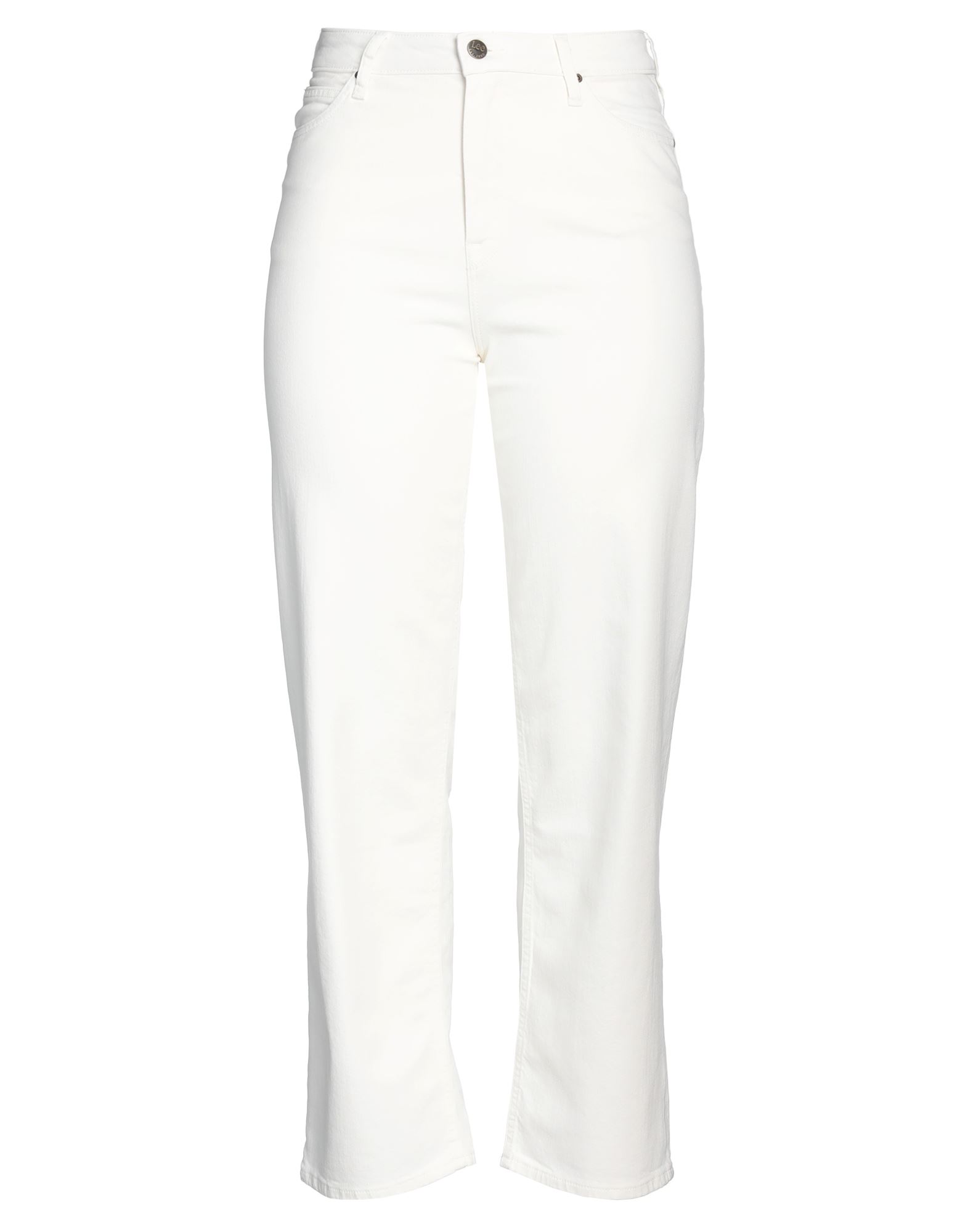 Shop Lee Woman Denim Pants White Size 32w-31l Cotton, Elastomultiester, Elastane