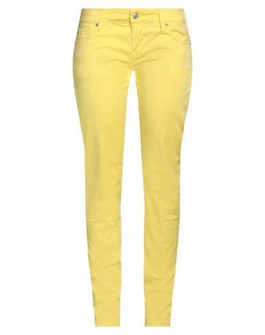 Miss Zuelements Woman Pants Yellow Size 30 Cotton, Elastane