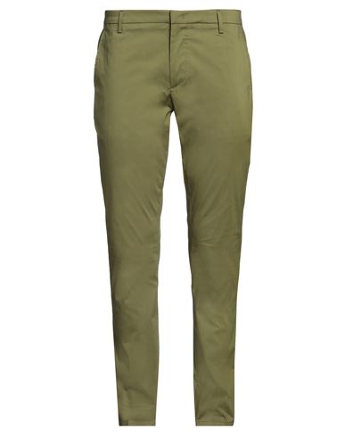 Shop Dondup Man Pants Military Green Size 36 Cotton, Polyamide, Elastane